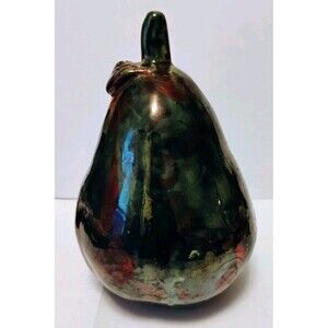 Signed Studio Art Pottery Ceramic Sculpture Abstract Pear Form